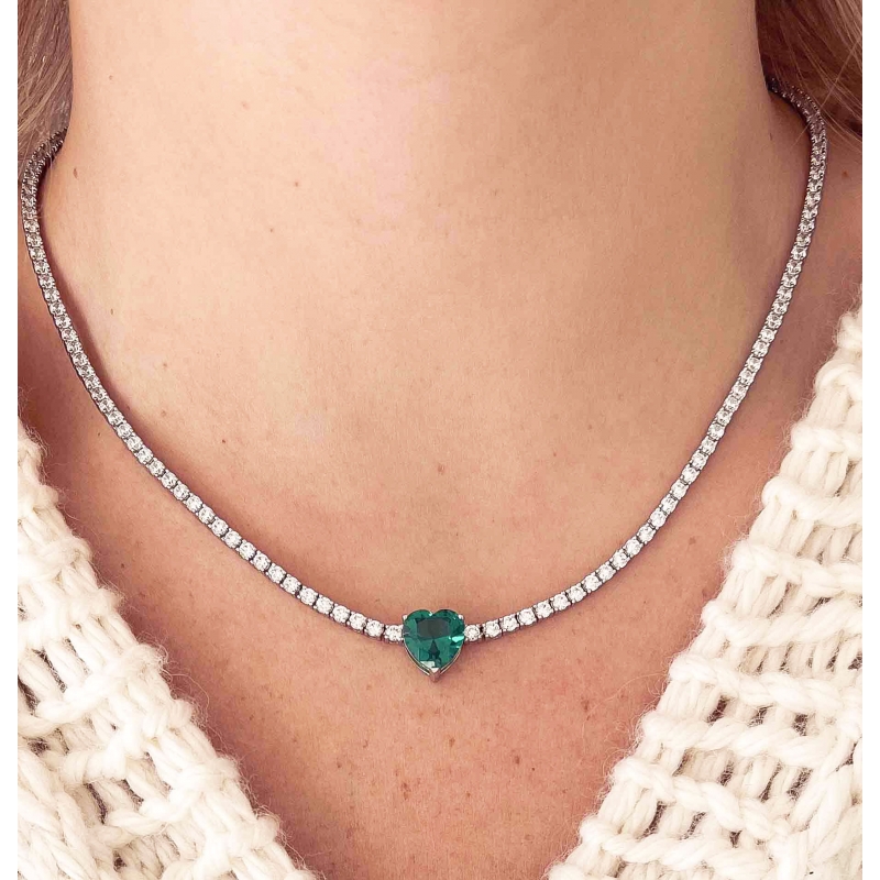 Green store tennis necklace