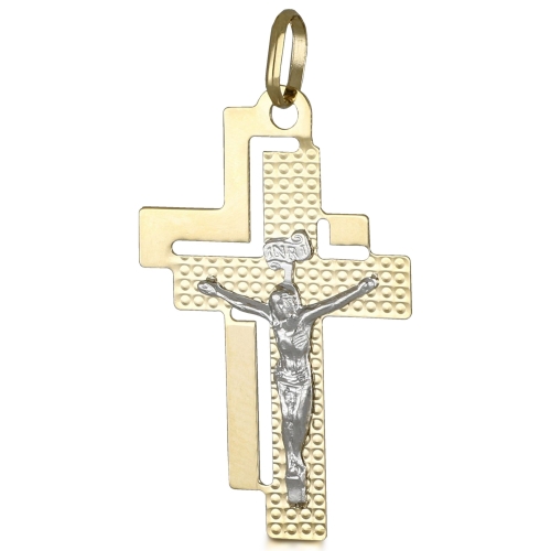 White Yellow Gold Cross Pendant GL101305