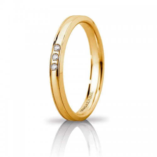 Unoaerre Orion wedding ring slim 3 diamonds Yellow gold Brilliant Promises