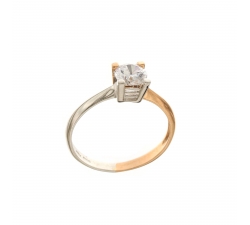 Two-tone solitaire ring for woman in White and Rose Gold 803321736195