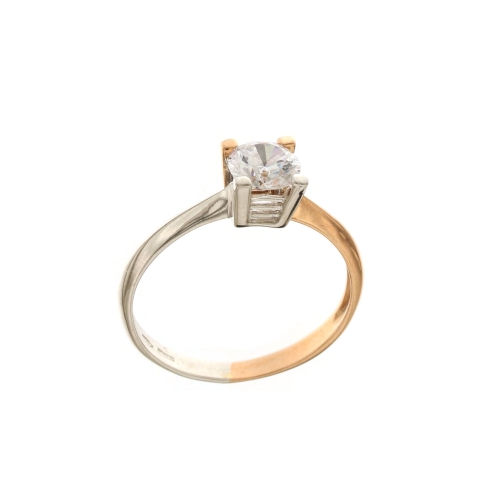 Two-tone solitaire ring for woman in White and Rose Gold 803321736195