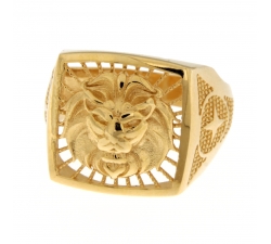 Lion Head Yellow Gold Men's Ring GL101773