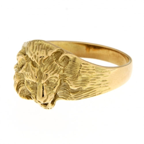 Lion Head Yellow Gold Men's Ring GL101774