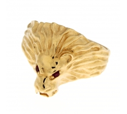 Lion Head Yellow Gold Men's Ring GL101775