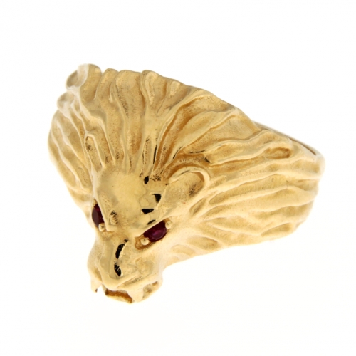 Lion Head Yellow Gold Men's Ring GL101775