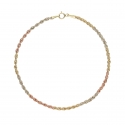 18 KT White Yellow Pink Gold Rope Bracelet