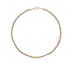18 KT White Yellow Pink Gold Rope Bracelet