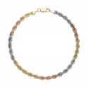 Bracciale Fune Corda Oro Bianco Giallo Rosa 18 KT