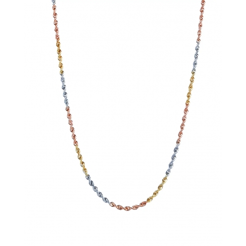 18 KT White Yellow Pink Gold Rope Rope Necklace