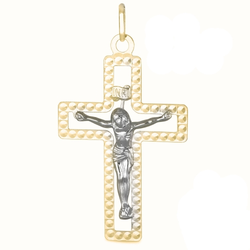 White Yellow Gold Cross Pendant GL101814