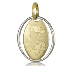 Yellow White Gold Baptism Medal Pendant 803321714877