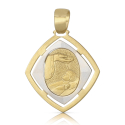 Yellow and White Gold Baptism Medal Pendant 803321710090