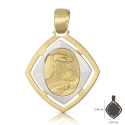 Yellow and White Gold Baptism Medal Pendant 803321710090