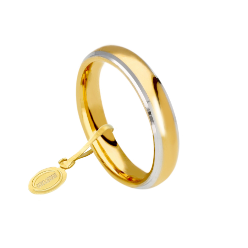 Unoaerre Comfortable Wedding Ring 4 mm Yellow gold with white edges