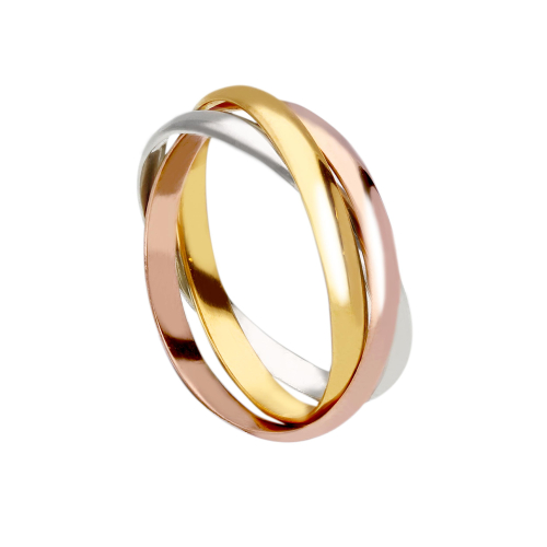 18KT Gold Ring 3 Colors Intertwined GL101836