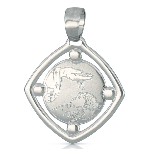 White Gold Baptism Medal Pendant 803321714902