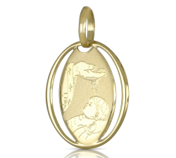 Yellow Gold Baptism Medal Pendant 803321714869