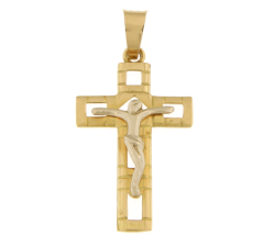 Men's Cross Pendant White Yellow Gold GL101846