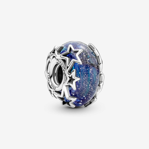 Pandora Charm Blaues Muranoglas mit Sternen 790015C00