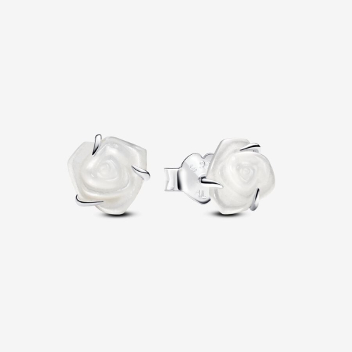 Pandora White Rose Earrings 293209C01