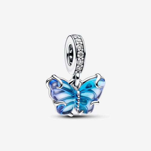 Pandora Charm Butterfly Pendant Murano Glass Blue 792698C01