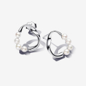 Pandora Circular Sinuous Line Earrings with Cultured Freshwater Pearls 293276C01