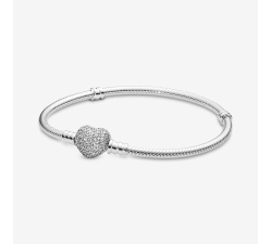 Pandora Bracelet with Pavé Heart Clasp 590727CZ