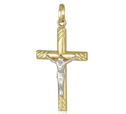 Yellow and White Gold Men's Cross 803321713032