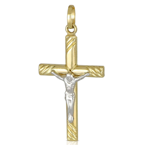 Yellow and White Gold Men's Cross 803321713032