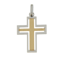 Unisex Cross Pendant White Yellow Gold GL101895