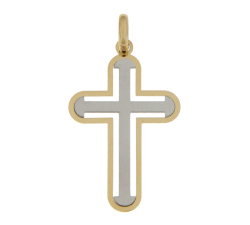 Unisex Cross Pendant White Yellow Gold GL101896