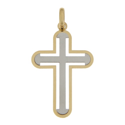 Unisex Cross Pendant White Yellow Gold GL101896