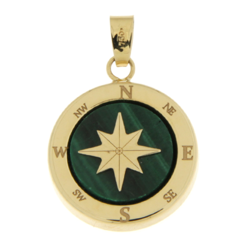 Unisex Pendant Compass Rose Yellow Gold GL101902