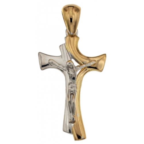 Yellow and White Gold Men's Cross 803321731761